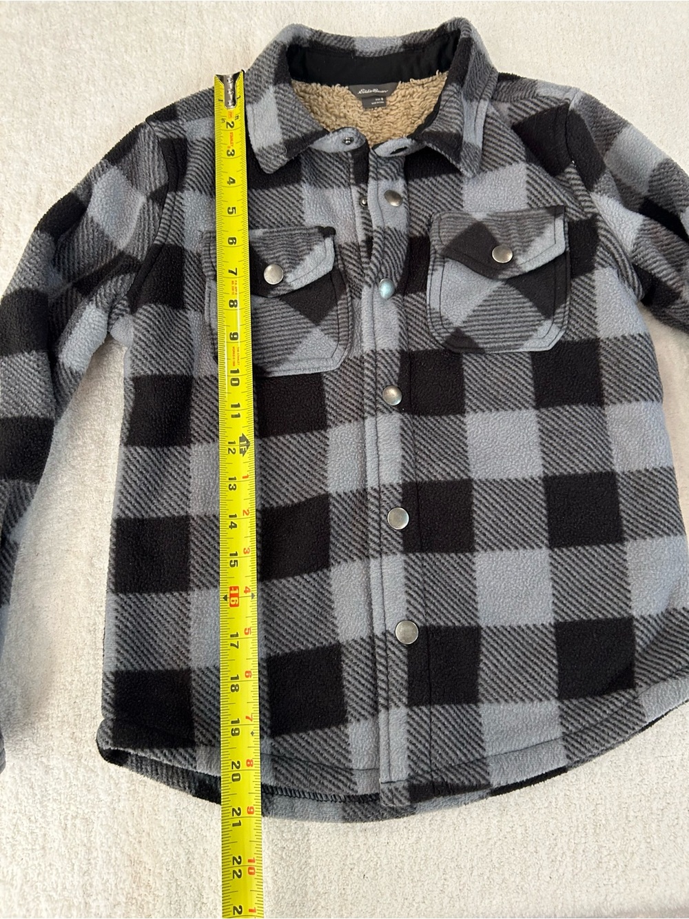 Eddie Bauer Boys Kids 8 Sherpa Lined Buffalo Plaid Shacket Jacket - Picture 3 of 10